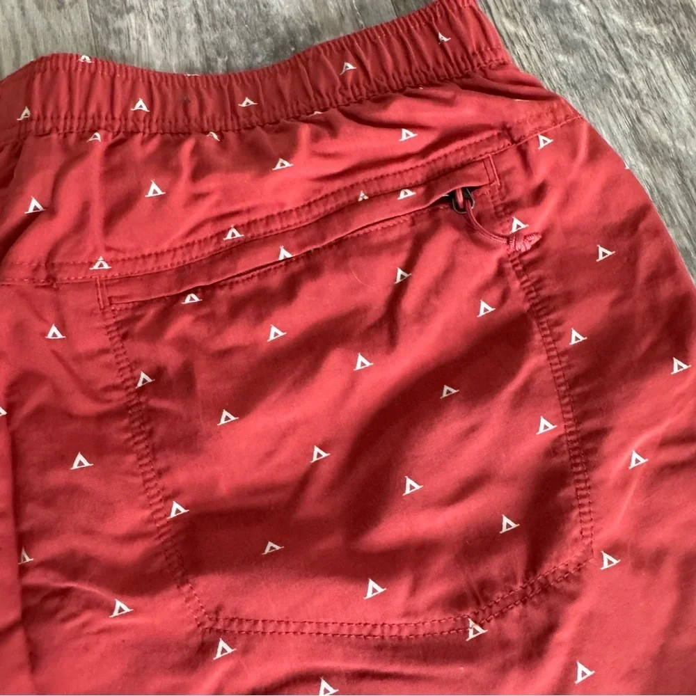 The North Face Men's Red Swim Trunks with Triangle Pattern